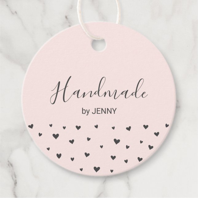 rosa | Handgefertigte Heart-, Handfahrzeug-Packung Geschenkanhänger (Vorderseite)