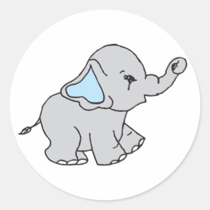 Rosa Handgezeichnete Elefantenmuster Elefant Carto Runder Aufkleber