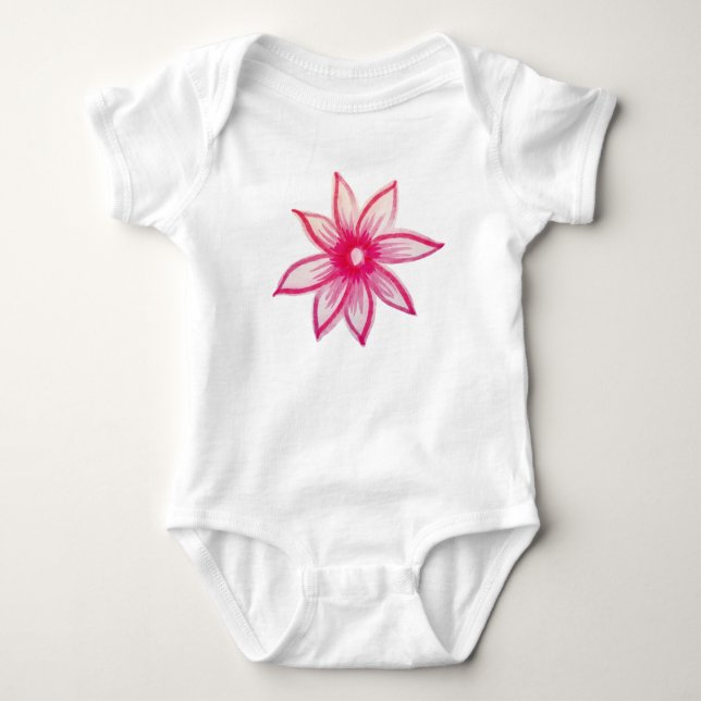 Rosa handgezeichnete Frühlingssonne Blume Baby Strampler (Vorderseite)