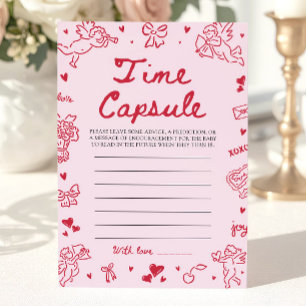 Rosa handgezeichnetes Baby-Shower-Time-Capsule-Spi Einladung