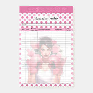 Rosa Handschuhe Brustkrebs- Kopfschmerztracker Post-it Klebezettel