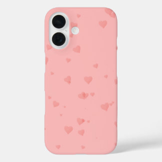 Rosa Handy-Schutzhülle mit Herz-Muster iPhone 16 Hülle