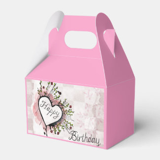 Rosa Happy Birthday Geschenkbox Florales Herz Desi Geschenkschachtel