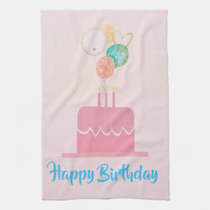 Rosa Happy Birthday Küchenhandtuch Geschirrtuch