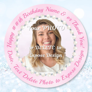 Rosa, Happy Birthday Sticker mit Name und Foto