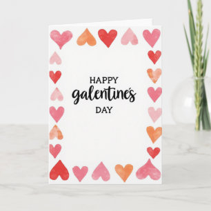 Rosa Happy Hearts Galentines Day Karte