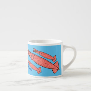 Rosa-Happy-Tintenfisch-Cartoon-Abbildung Espressotasse