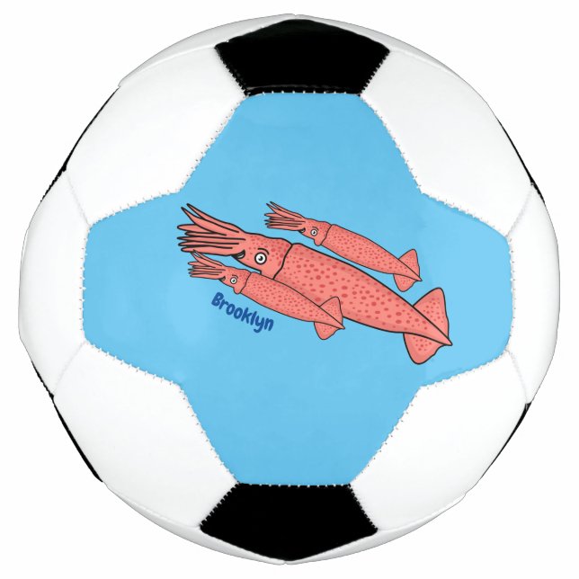 Rosa-Happy-Tintenfisch-Cartoon-Abbildung Fußball (Vorderseite)