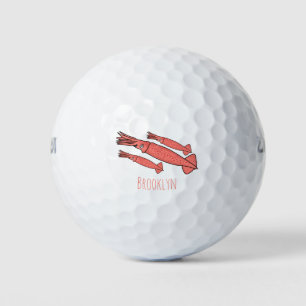 Rosa-Happy-Tintenfisch-Cartoon-Abbildung Golfball