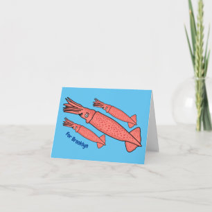 Rosa-Happy-Tintenfisch-Cartoon-Abbildung Karte