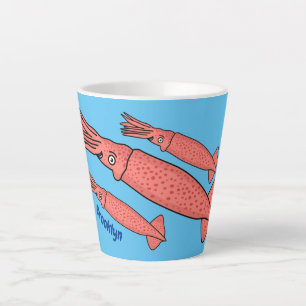 Rosa-Happy-Tintenfisch-Cartoon-Abbildung Milchtasse