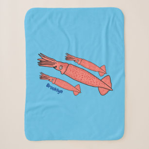 Rosa-Happy-Tintenfisch-Cartoon-Abbildung Sherpadecke