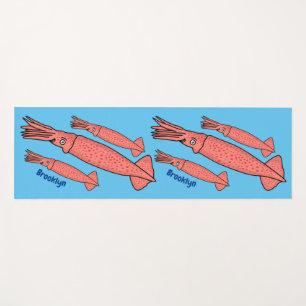 Rosa-Happy-Tintenfisch-Cartoon-Abbildung Yogamatte