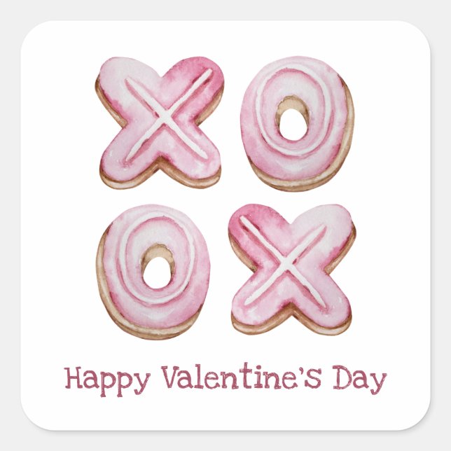 Rosa-Happy-Valentinstag Quadratischer Aufkleber (Vorderseite)