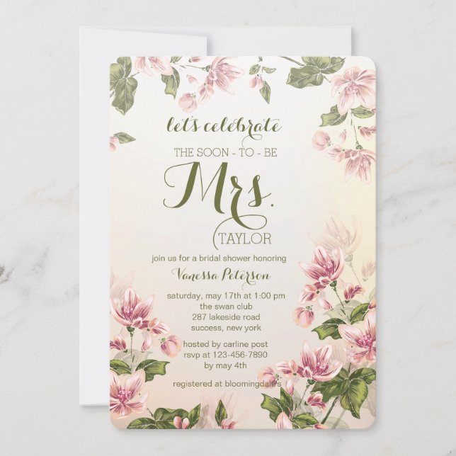 Rosa Hartriegel-Einladung Einladung (Vorderseite)