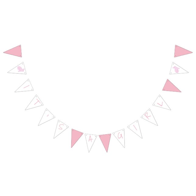 Rosa Häschen ist es eine Mädchen-Babyparty Wimpelkette (Alle)