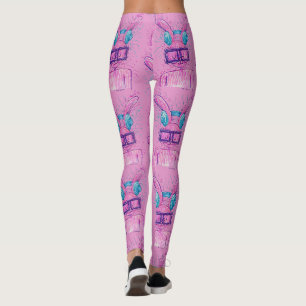 Rosa Häschen verloren in der Musik Leggings