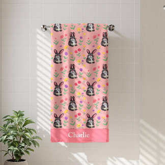 Rosa Hase Kinder Badehandtuch