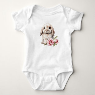 Rosa Hase mit Schlappohren Babys Bodysuit Baby Strampler