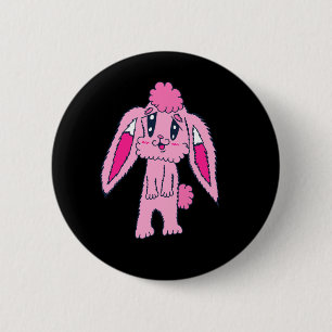 Rosa Hasen-Knopf Button