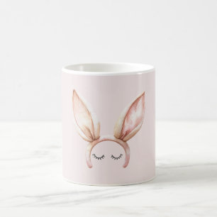 Rosa Hasenohren Wimpern Kaffeetasse