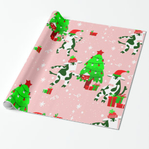 rosa hässlicher Weihnachtsbaum Kuh Geschenkpapier