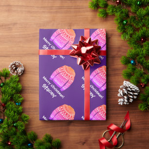 Rosa hässliches Weihnachtspulli-Muster Geschenkpapier