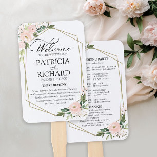 Rosa Hauch Blumen Hochzeitszeremonie Programm Fächer