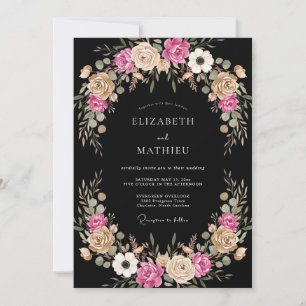 Rosa Hauch Florale Hochzeit Einladung