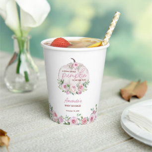 Rosa Hauch Florale Kleine Kürbis-Baby-Party Pappbecher