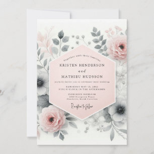 Rosa Hauch Hochzeit mit Sophisticated Floral Einladung