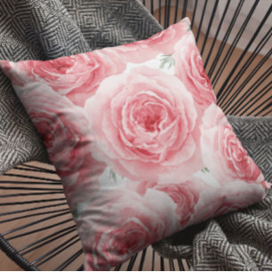 Rosa Hauch Rosen Wasserfarben Floral Rosa Blütenbl Kissen