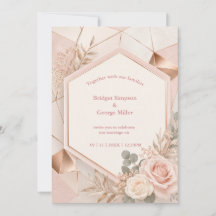Rosa Hauch Sechseck geometrische Hochzeit Eleganz