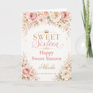 Rosa Hauch und Champagner Sweet Sixteen Karte