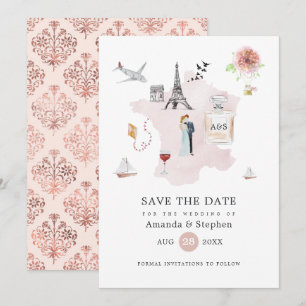Rosa Hauch und Roségold - Paris Destination Hochze Save The Date