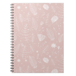 Rosa Hauch-Wildblumen-Botanik-Muster Notizblock