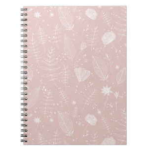 Rosa Hauch-Wildblumen-Botanik-Muster Notizblock