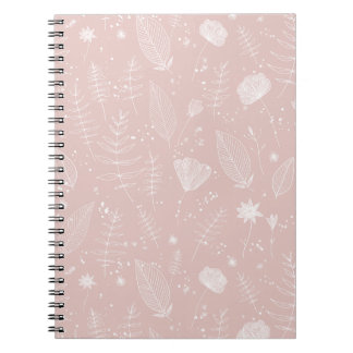Rosa Hauch-Wildblumen-Botanik-Muster Notizblock