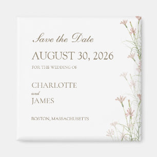 Rosa Hauch-Wildblumen-Hochzeit-Save-the-Date Magnet
