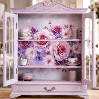 Rosa Hauchrosa Fawn Bouquet Decoupage Seidenpapier