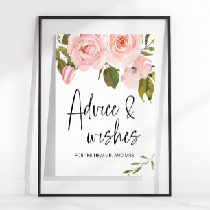 Rosa Hauchrosa Floralkarte & Geschenke Schild