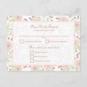 Rosa Hauchrosa Hochzeit Vintage RSVP Feiertagspostkarte