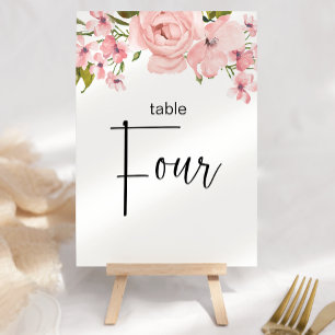 Rosa Hauchrosa Rosen Florale Hochzeit Tischnummer