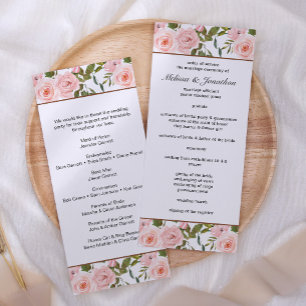 Rosa Hauchrosafarbene Rosen Florales Hochzeitsprog Programm