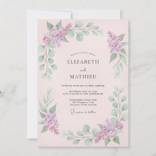 Rosa Hauchzartes Flieder Hochzeit Einladung