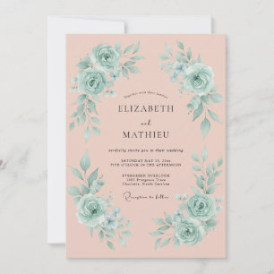 Rosa Hauchzartes Wasserfarben-Hochzeit Einladung