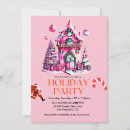 Rosa Haus Weihnachten Party Einladung