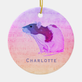 Rosa Haustier-Ratte addieren Ihre Namensratte Keramik Ornament