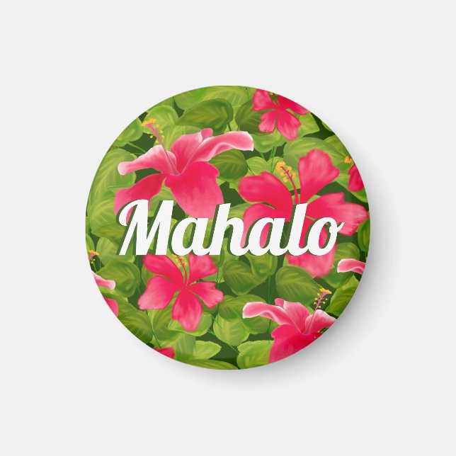 Rosa Hawaiianischer Hibiskus Mahalo Magnet (Vorne)