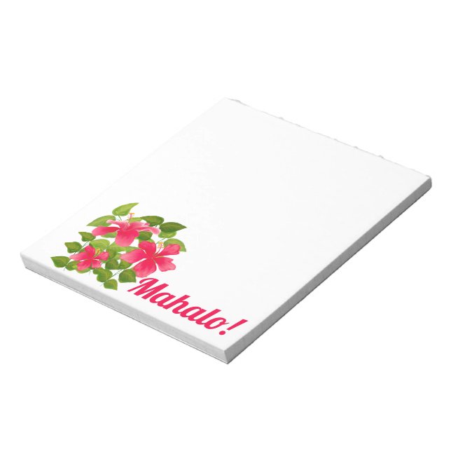 Rosa Hawaiianischer Hibiskus Mahalo Notizblock (Rotiert)